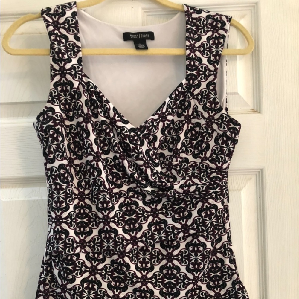 Purple black and white dressy top